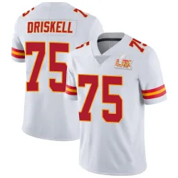 Men's Ethan Driskell Kansas City Chiefs No.75 Limited Vapor Untouchable Super Bowl LIX Jersey - White