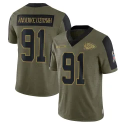 Men's Felix Anudike-Uzomah Kansas City Chiefs No.91 Limited 2021 Salute To Service Jersey - Olive
