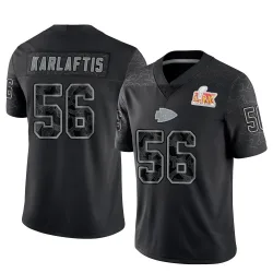 Men's George Karlaftis Kansas City Chiefs No.56 Limited Reflective Super Bowl LIX Jersey - Black