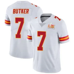 Men's Harrison Butker Kansas City Chiefs No.7 Limited Vapor Untouchable Super Bowl LIX Jersey - White