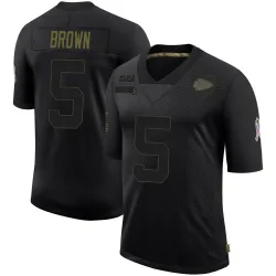 Men's Hollywood Brown Kansas City Chiefs No.5 Limited 2020 Salute To Service Jersey - Black