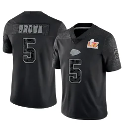 Men's Hollywood Brown Kansas City Chiefs No.5 Limited Reflective Super Bowl LIX Jersey - Black