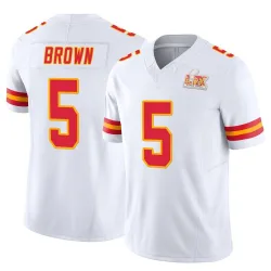 Men's Hollywood Brown Kansas City Chiefs No.5 Limited Vapor F.U.S.E. Super Bowl LIX Jersey - White