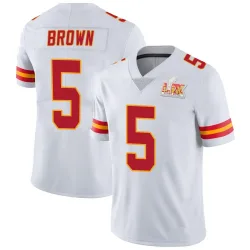 Men's Hollywood Brown Kansas City Chiefs No.5 Limited Vapor Untouchable Super Bowl LIX Jersey - White