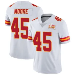 Men's Isaiah Moore Kansas City Chiefs No.45 Limited Vapor Untouchable Super Bowl LIX Jersey - White