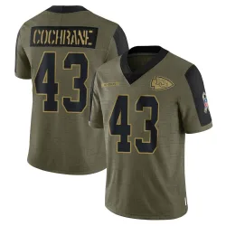 Men's Jack Cochrane Kansas City Chiefs No.43 Limited 2021 Salute To Service Jersey - Olive