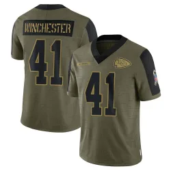 Men's James Winchester Kansas City Chiefs No.41 Limited 2021 Salute To Service Jersey - Olive