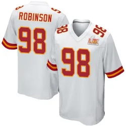 Men's Janarius Robinson Kansas City Chiefs No.98 Game Super Bowl LIX Jersey - White