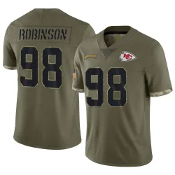 Men's Janarius Robinson Kansas City Chiefs No.98 Limited 2022 Salute To Service Jersey - Olive