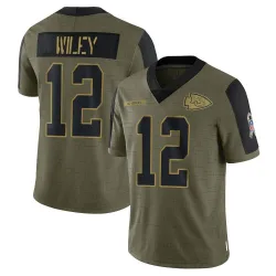 Men's Jared Wiley Kansas City Chiefs No.12 Limited 2021 Salute To Service Jersey - Olive