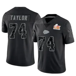 Men's Jawaan Taylor Kansas City Chiefs No.74 Limited Reflective Super Bowl LIX Jersey - Black