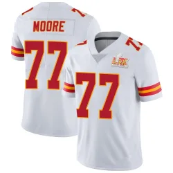 Men's Jaylon Moore Kansas City Chiefs No.77 Limited Vapor Untouchable Super Bowl LIX Jersey - White