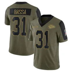 Men's Jeffrey Bassa Kansas City Chiefs No.31 Limited 2021 Salute To Service Jersey - Olive