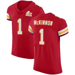 Men's Jerick McKinnon Kansas City Chiefs No.1 Elite Team Color Vapor Untouchable Super Bowl LIX Jersey - Red