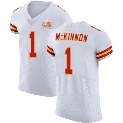 Men's Jerick McKinnon Kansas City Chiefs No.1 Elite Vapor Untouchable Super Bowl LIX Jersey - White