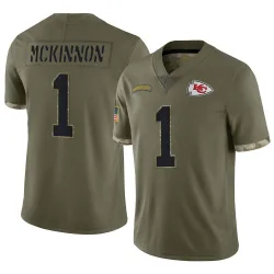 Men's Jerick McKinnon Kansas City Chiefs No.1 Limited 2022 Salute To Service Jersey - Olive