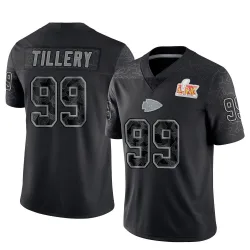 Men's Jerry Tillery Kansas City Chiefs No.99 Limited Reflective Super Bowl LIX Jersey - Black