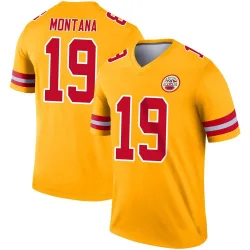 Men's Joe Montana Kansas City Chiefs No.19 Legend Inverted Jersey - Gold
