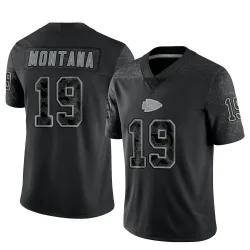 Men's Joe Montana Kansas City Chiefs No.19 Limited Reflective Jersey - Black