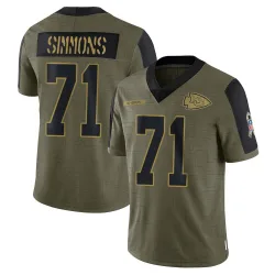 Men's Josh Simmons Kansas City Chiefs No.71 Limited 2021 Salute To Service Jersey - Olive