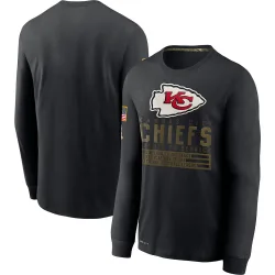 Men's Kansas City Chiefs No. 2020 Salute to Service Sideline Performance Long Sleeve T-Shirt - Black