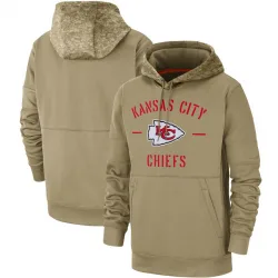 Men's Kansas City Chiefs No. Tan 2019 Salute to Service Sideline Therma Pullover Hoodie