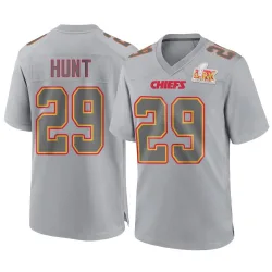 Men's Kareem Hunt Kansas City Chiefs No.29 Game Atmosphere Fashion Super Bowl LIX Jersey - Gray