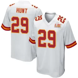 Men's Kareem Hunt Kansas City Chiefs No.29 Game Super Bowl LIX Jersey - White