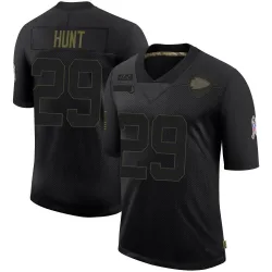 Men's Kareem Hunt Kansas City Chiefs No.29 Limited 2020 Salute To Service Jersey - Black