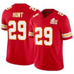 Men's Kareem Hunt Kansas City Chiefs No.29 Limited Vapor F.U.S.E. Super Bowl LIX Jersey - Red