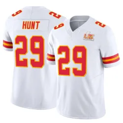 Men's Kareem Hunt Kansas City Chiefs No.29 Limited Vapor F.U.S.E. Super Bowl LIX Jersey - White