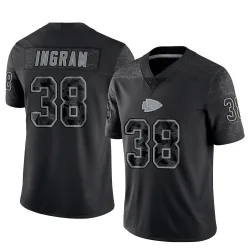 Men's Keaontay Ingram Kansas City Chiefs No.38 Limited Reflective Jersey - Black