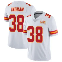 Men's Keaontay Ingram Kansas City Chiefs No.38 Limited Vapor Untouchable Super Bowl LIX Jersey - White