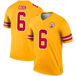 Men's Kenny Cook Kansas City Chiefs No.6 Legend Inverted Jersey - Gold