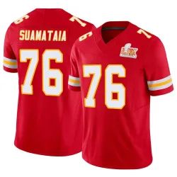Men's Kingsley Suamataia Kansas City Chiefs No.76 Limited Vapor F.U.S.E. Super Bowl LIX Jersey - Red