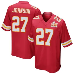 Men's Larry Johnson Kansas City Chiefs No.27 Game Team Color Super Bowl LIX Jersey - Red