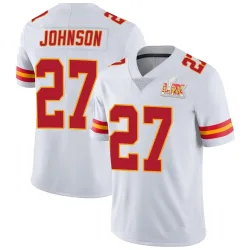 Men's Larry Johnson Kansas City Chiefs No.27 Limited Vapor Untouchable Super Bowl LIX Jersey - White
