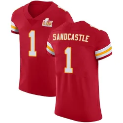 Men's Leon Sandcastle Kansas City Chiefs No.1 Elite Team Color Vapor Untouchable Super Bowl LIX Jersey - Red