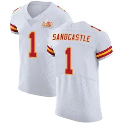 Men's Leon Sandcastle Kansas City Chiefs No.1 Elite Vapor Untouchable Super Bowl LIX Jersey - White