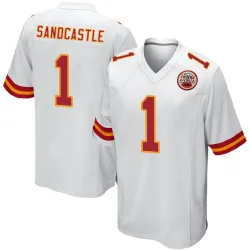 Men's Leon Sandcastle Kansas City Chiefs No.1 Game Jersey - White