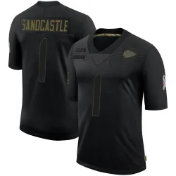 Men's Leon Sandcastle Kansas City Chiefs No.1 Limited 2020 Salute To Service Jersey - Black