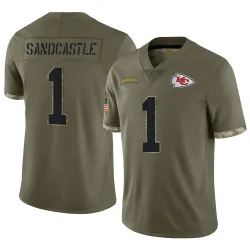 Men's Leon Sandcastle Kansas City Chiefs No.1 Limited 2022 Salute To Service Jersey - Olive