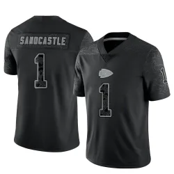 Men's Leon Sandcastle Kansas City Chiefs No.1 Limited Reflective Jersey - Black