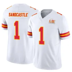 Men's Leon Sandcastle Kansas City Chiefs No.1 Limited Vapor F.U.S.E. Super Bowl LIX Jersey - White