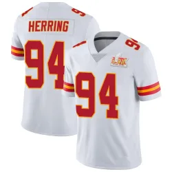 Men's Malik Herring Kansas City Chiefs No.94 Limited Vapor Untouchable Super Bowl LIX Jersey - White