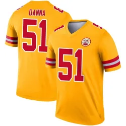 Men's Mike Danna Kansas City Chiefs No.51 Legend Inverted Jersey - Gold