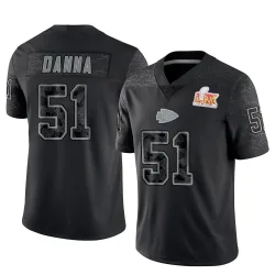 Men's Mike Danna Kansas City Chiefs No.51 Limited Reflective Super Bowl LIX Jersey - Black