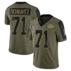 Men's Mitchell Schwartz Kansas City Chiefs No.71 Limited 2021 Salute To Service Jersey - Olive