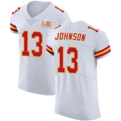 Men's Nazeeh Johnson Kansas City Chiefs No.13 Elite Vapor Untouchable Super Bowl LIX Jersey - White