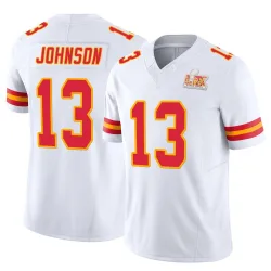 Men's Nazeeh Johnson Kansas City Chiefs No.13 Limited Vapor F.U.S.E. Super Bowl LIX Jersey - White